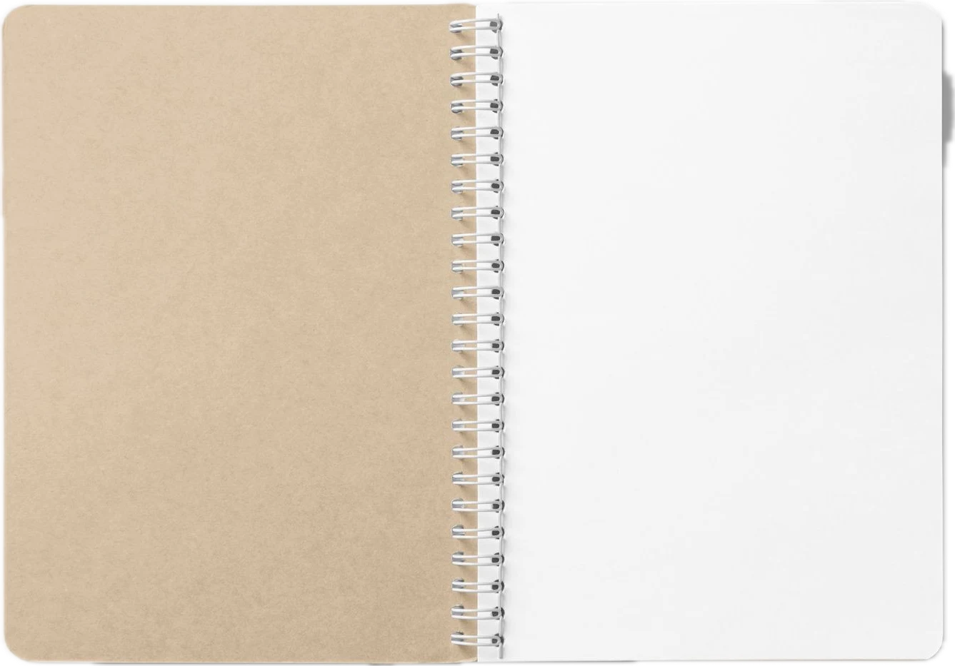 A kraft spiral notebook
